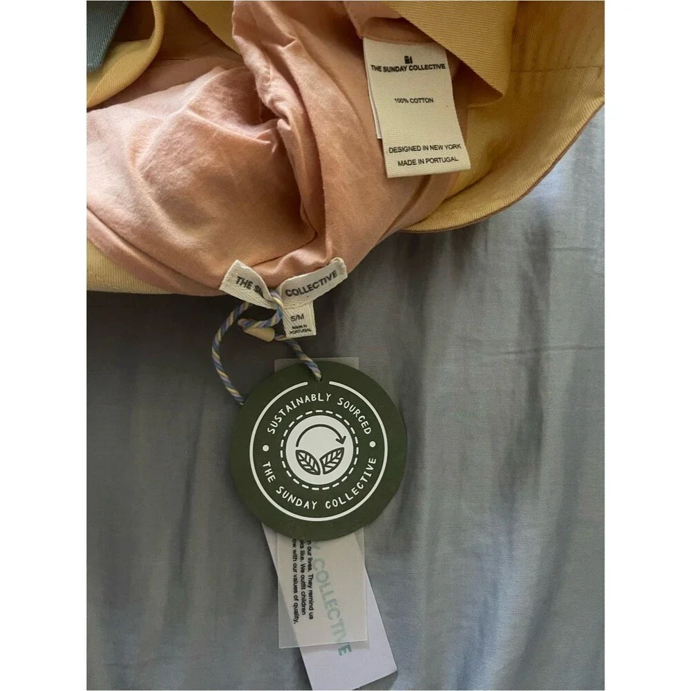 NWT THE SUNDAY COLLECTIVE Singing Wide Brim Beach Hat Peach Bloom Cotton S/M